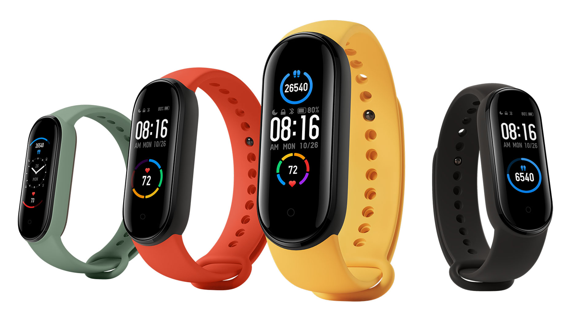 Xiaomi Mi Band 5 Yeşil Kırmızı Sarı Siyah Kordon Akıllı Bileklik