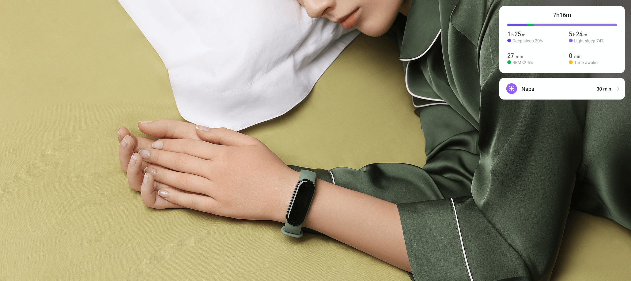 xiaomi Mi band 5 akıllı saat bileklik uyuyan kadın yatak yastık