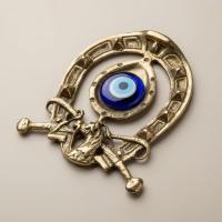 Kalender Döküm Pirinç Döküm Duvar Süsü Nazar Boncuklu At Nalı 19Cm