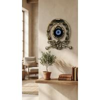 Kalender Döküm Pirinç Döküm Duvar Süsü Nazar Boncuklu At Nalı 19Cm